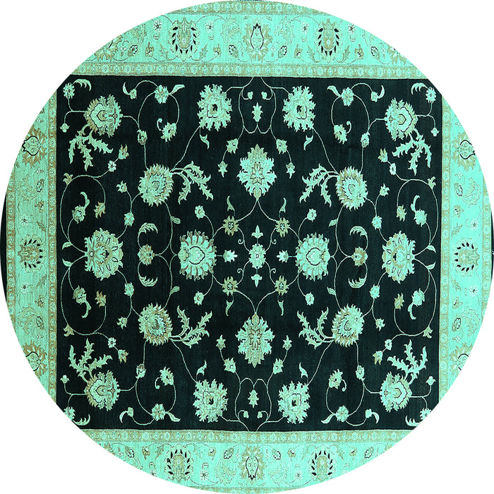 Round Oriental Turquoise Industrial Rug, urb3220turq