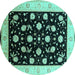 Round Oriental Turquoise Industrial Rug, urb3220turq