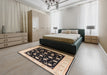 Mid-Century Modern Mid Gray Oriental Rug in a Bedroom, urb3220