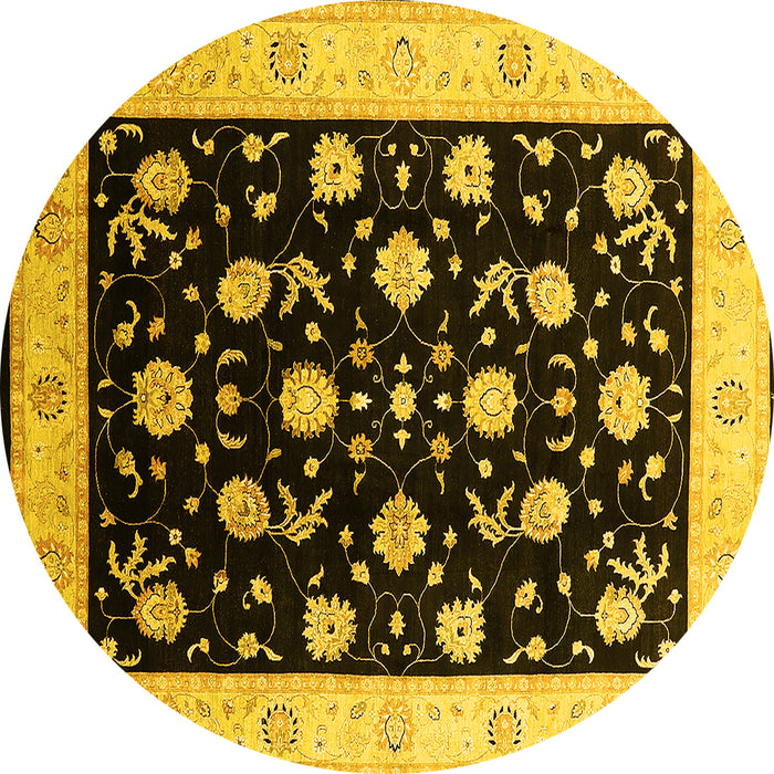 Round Oriental Yellow Industrial Rug, urb3220yw