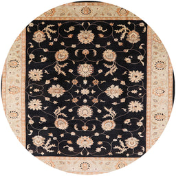 Round Machine Washable Industrial Modern Midnight Gray Rug, wshurb3220