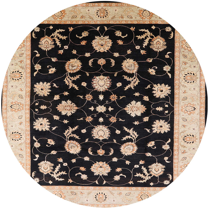 Round Machine Washable Industrial Modern Midnight Gray Rug, wshurb3220