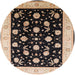 Round Mid-Century Modern Mid Gray Oriental Rug, urb3220