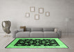 Machine Washable Oriental Emerald Green Industrial Area Rugs in a Living Room,, wshurb3220emgrn