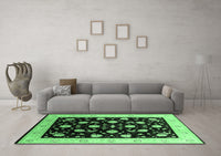 Machine Washable Oriental Emerald Green Industrial Rug, wshurb3220emgrn