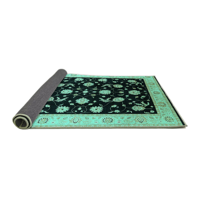 Sideview of Oriental Turquoise Industrial Rug, urb3220turq