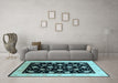 Machine Washable Oriental Light Blue Industrial Rug in a Living Room, wshurb3220lblu