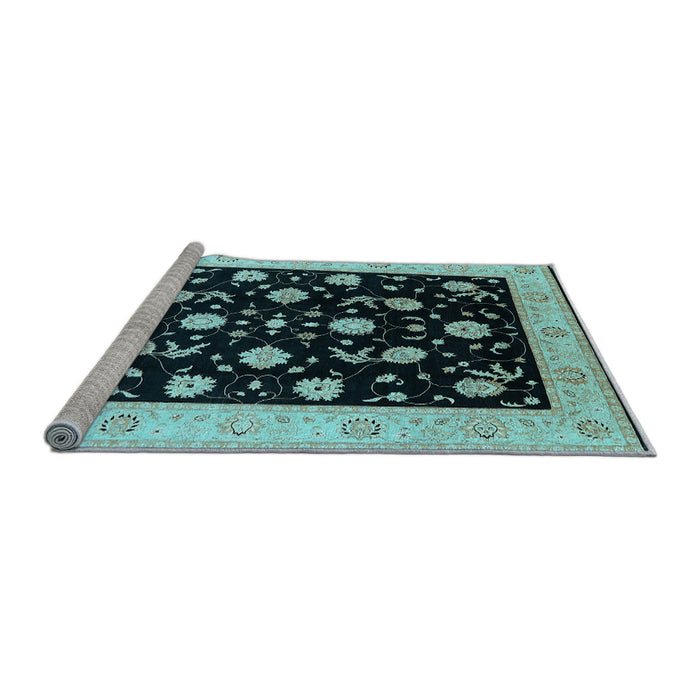 Sideview of Machine Washable Oriental Light Blue Industrial Rug, wshurb3220lblu