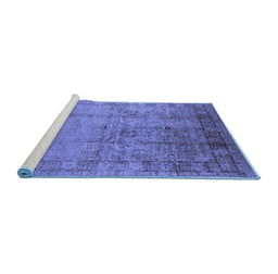 Sideview of Machine Washable Oriental Blue Industrial Rug, wshurb3221blu