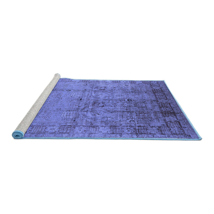 Sideview of Machine Washable Oriental Blue Industrial Rug, wshurb3221blu