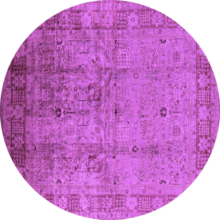 Round Machine Washable Oriental Purple Industrial Area Rugs, wshurb3221pur