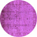 Round Machine Washable Oriental Purple Industrial Area Rugs, wshurb3221pur