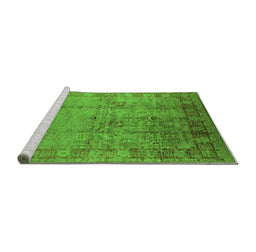 Sideview of Machine Washable Oriental Green Industrial Area Rugs, wshurb3221grn