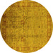 Round Oriental Yellow Industrial Rug, urb3221yw