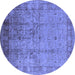 Round Oriental Blue Industrial Rug, urb3221blu