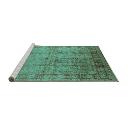 Sideview of Machine Washable Oriental Turquoise Industrial Area Rugs, wshurb3221turq