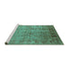 Sideview of Machine Washable Oriental Turquoise Industrial Area Rugs, wshurb3221turq