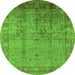 Round Oriental Green Industrial Rug, urb3221grn