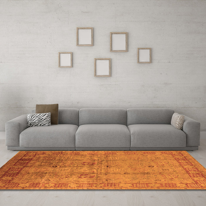 Machine Washable Oriental Orange Industrial Area Rugs in a Living Room, wshurb3221org