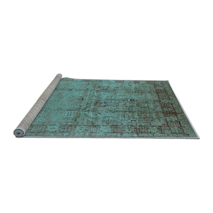 Sideview of Machine Washable Oriental Light Blue Industrial Rug, wshurb3221lblu