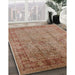 Mid-Century Modern Chestnut Red Oriental Rug in Family Room, urb3221