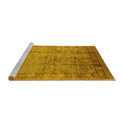 Sideview of Machine Washable Oriental Yellow Industrial Rug, wshurb3221yw