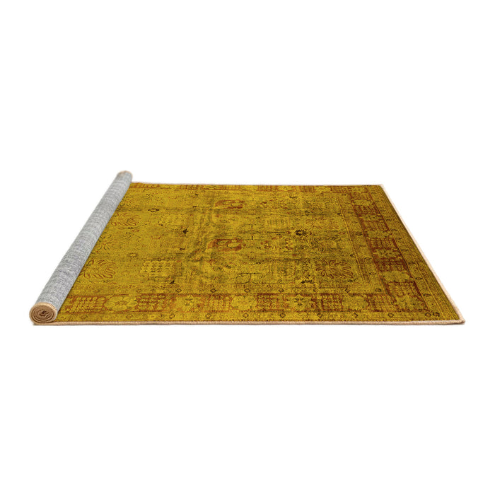 Sideview of Machine Washable Oriental Yellow Industrial Rug, wshurb3221yw