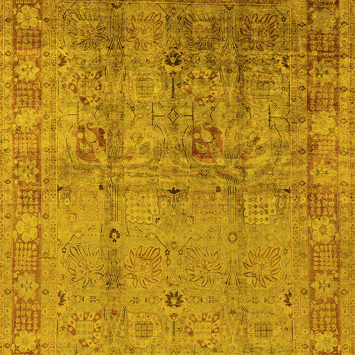 Machine Washable Oriental Yellow Industrial Rug, wshurb3221yw
