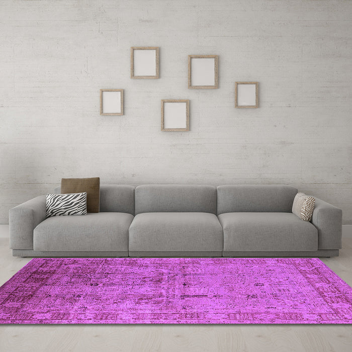 Machine Washable Oriental Purple Industrial Area Rugs in a Living Room, wshurb3221pur