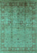 Machine Washable Oriental Turquoise Industrial Area Rugs, wshurb3221turq