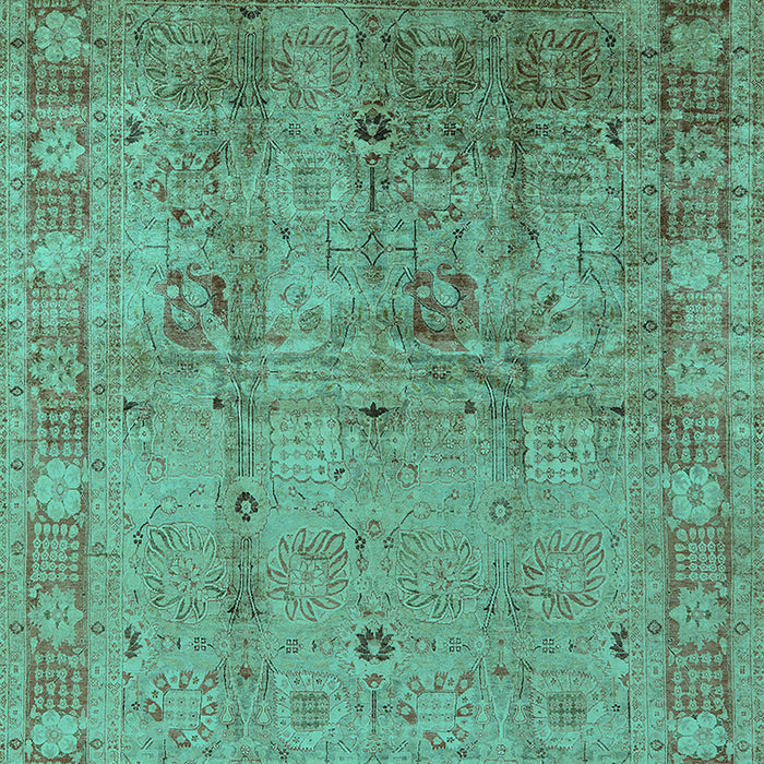Machine Washable Oriental Turquoise Industrial Area Rugs, wshurb3221turq