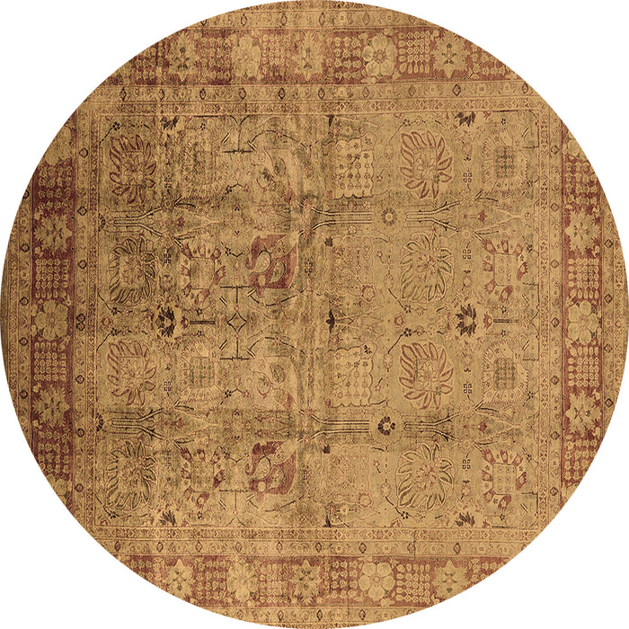 Round Oriental Brown Industrial Rug, urb3221brn
