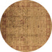 Round Oriental Brown Industrial Rug, urb3221brn