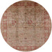 Round Mid-Century Modern Chestnut Red Oriental Rug, urb3221