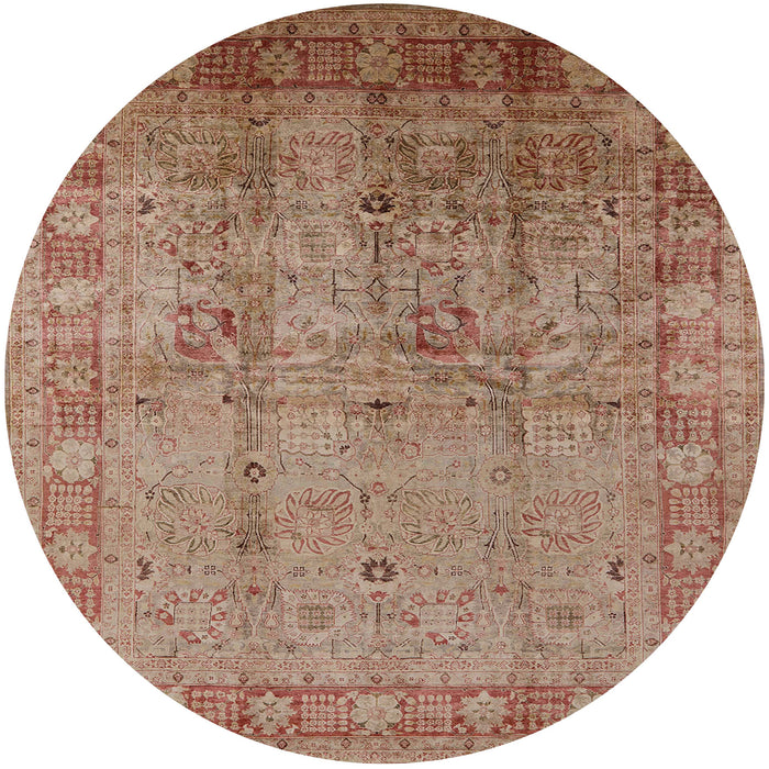 Round Machine Washable Industrial Modern Chestnut Red Rug, wshurb3221