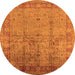 Round Machine Washable Oriental Orange Industrial Area Rugs, wshurb3221org