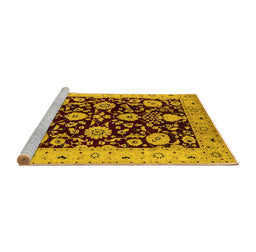 Sideview of Machine Washable Oriental Yellow Industrial Rug, wshurb3222yw