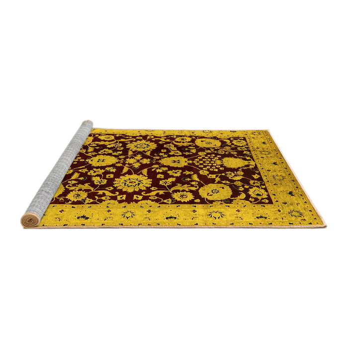 Sideview of Machine Washable Oriental Yellow Industrial Rug, wshurb3222yw