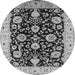 Round Machine Washable Oriental Gray Industrial Rug, wshurb3222gry