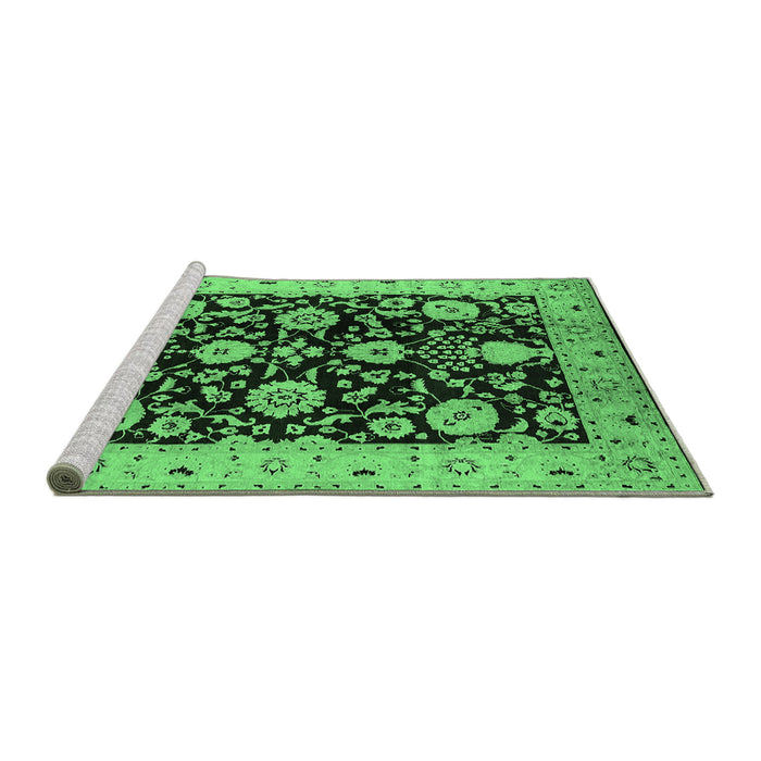 Sideview of Machine Washable Oriental Emerald Green Industrial Area Rugs, wshurb3222emgrn