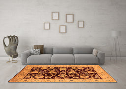 Machine Washable Oriental Orange Industrial Area Rugs in a Living Room, wshurb3222org