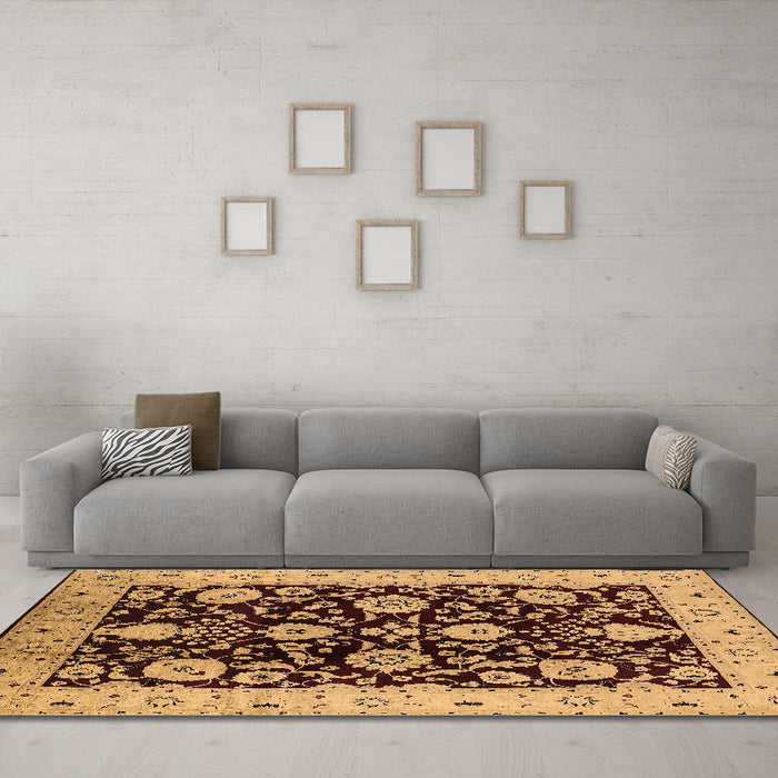 Machine Washable Oriental Brown Industrial Rug in a Living Room,, wshurb3222brn