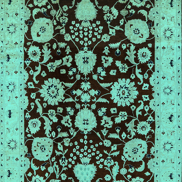 Machine Washable Oriental Turquoise Industrial Area Rugs, wshurb3222turq