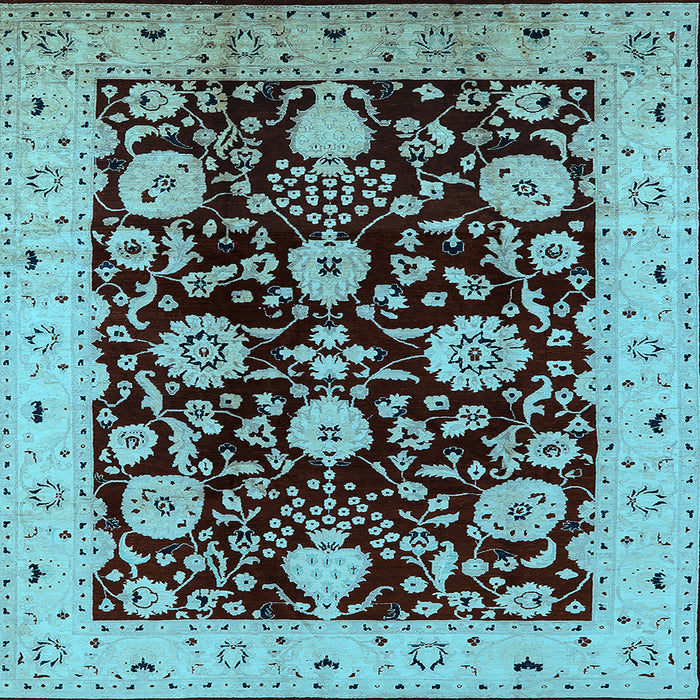 Square Machine Washable Oriental Light Blue Industrial Rug, wshurb3222lblu