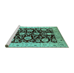Sideview of Machine Washable Oriental Turquoise Industrial Area Rugs, wshurb3222turq