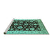 Sideview of Machine Washable Oriental Turquoise Industrial Area Rugs, wshurb3222turq