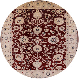 Round Machine Washable Industrial Modern Saffron Red Rug, wshurb3222