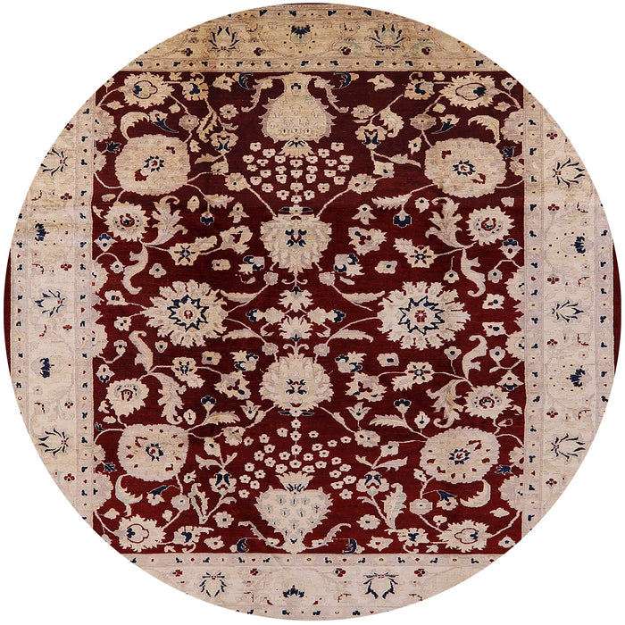 Round Machine Washable Industrial Modern Saffron Red Rug, wshurb3222