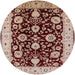 Round Machine Washable Industrial Modern Saffron Red Rug, wshurb3222