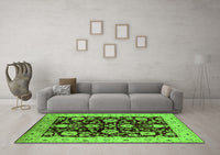 Machine Washable Oriental Green Industrial Rug, wshurb3222grn